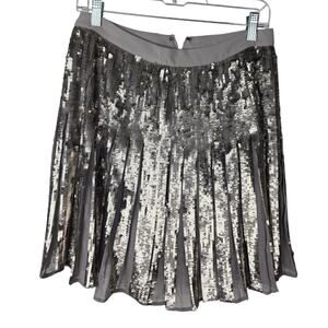 Banana Republic Silver Metallic Tiered Sequin-Style Mini Skirt 0